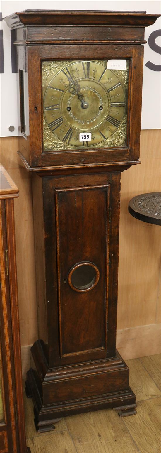 An 18th century oak eight day longcase clock (altered) W.37cm